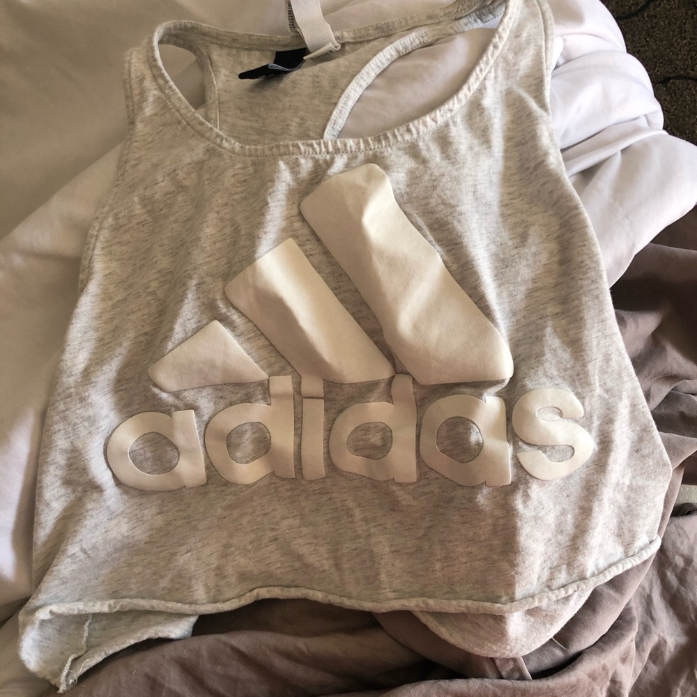Adidas cropped tank top/muscle shirt